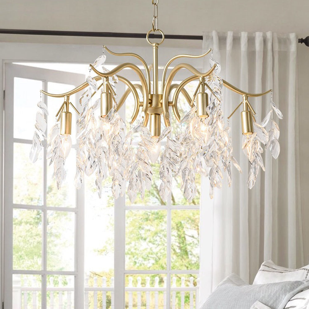 Kristy Crystal Chandelier with Wisteria Flowers – Home Decor, Elegant Lighting