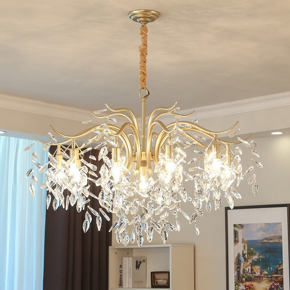 Kristy Crystal Chandelier with Wisteria Flowers – Home Decor, Elegant Lighting