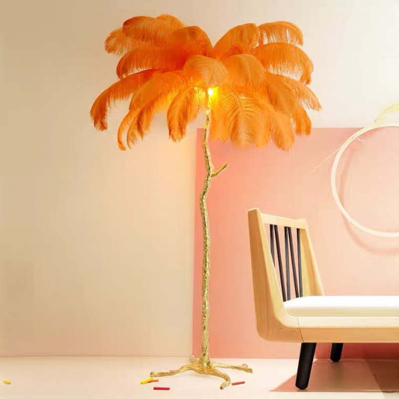 Nordic Luxury Ostrich Feather Floor/Table Lamp – Home Decor, Elegant Lighting
