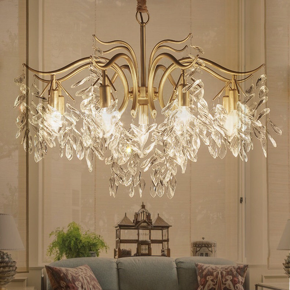 Kristy Crystal Chandelier with Wisteria Flowers – Home Decor, Elegant Lighting
