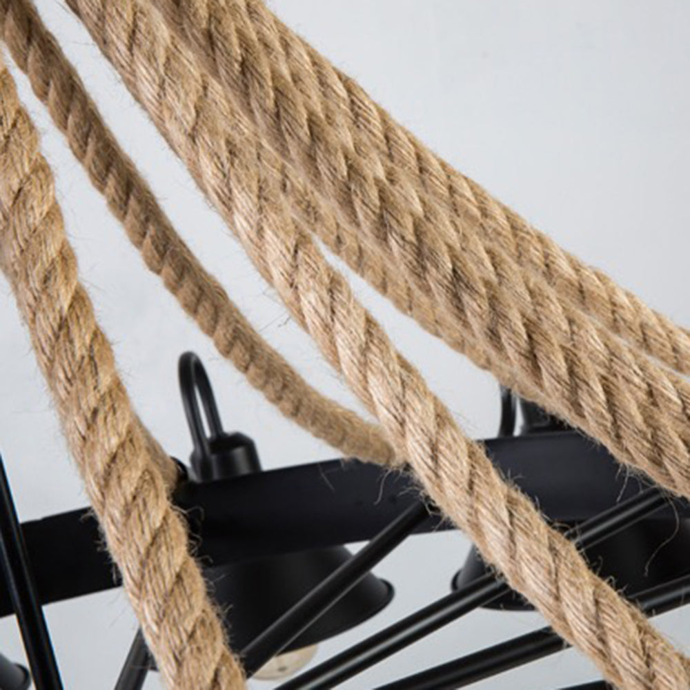 Vintage Industrial Rope Chandelier – Living Room, Home Decor