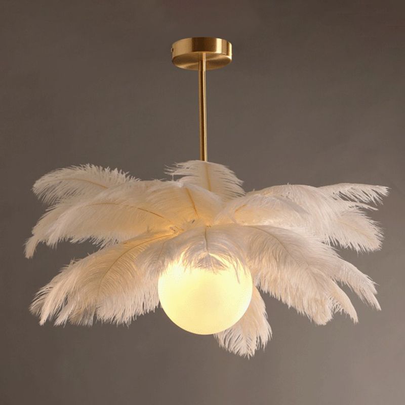 Feather Chandelier, Contemporary Elegant Design, White – Home Decor, Lighting