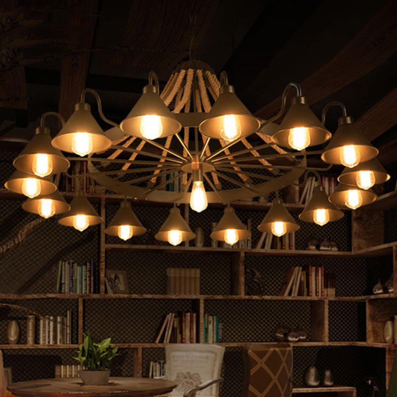 Vintage Industrial Rope Chandelier – Living Room, Home Decor