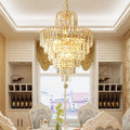 Kristy Chandelier 5 Layers Crystal Gold Tassel – Home Decor, Elegant Lighting