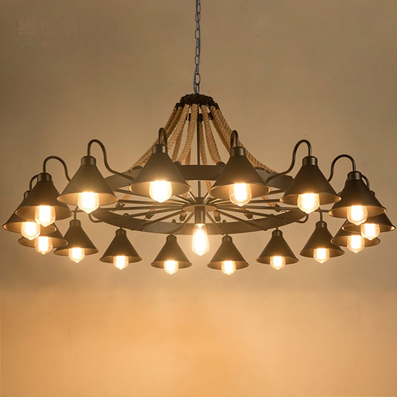 Vintage Industrial Rope Chandelier – Living Room, Home Decor