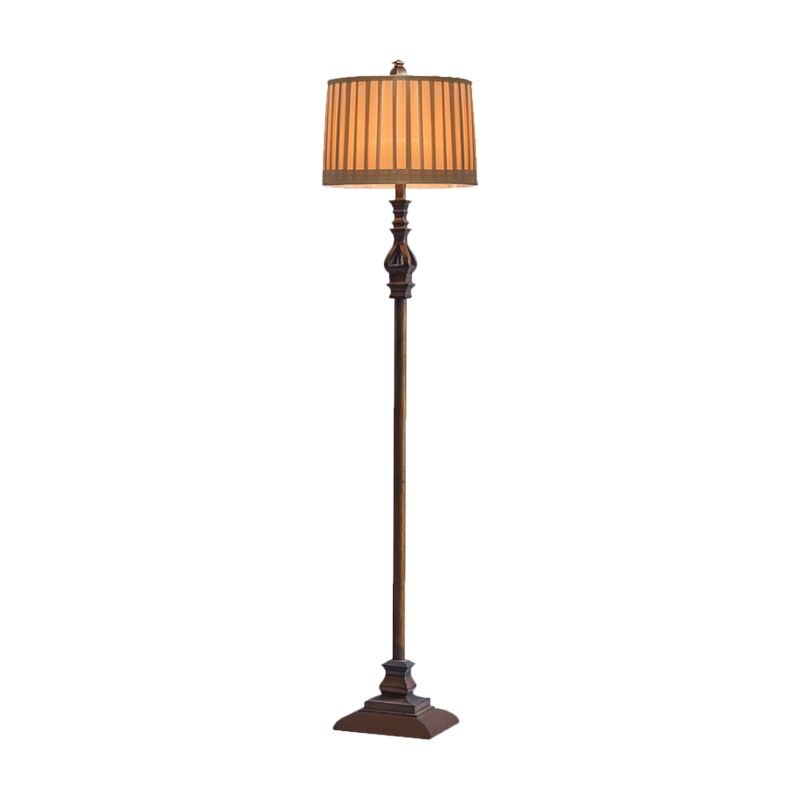 Vintage Standing Floor Lamp, Resin/Fabric, Brown – Living Room, Home Decor
