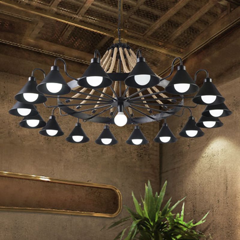 Vintage Industrial Rope Chandelier – Living Room, Home Decor