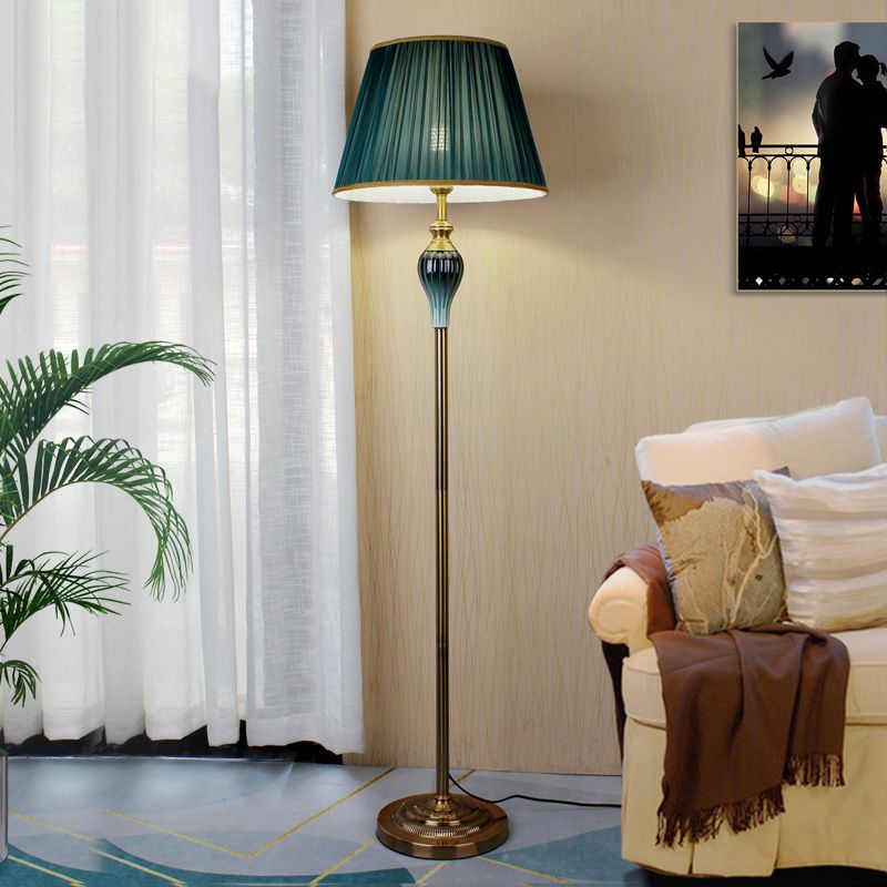 Antique Floor Lamp, Metal/Fabric, Multi Colors – Bedroom, Living Room