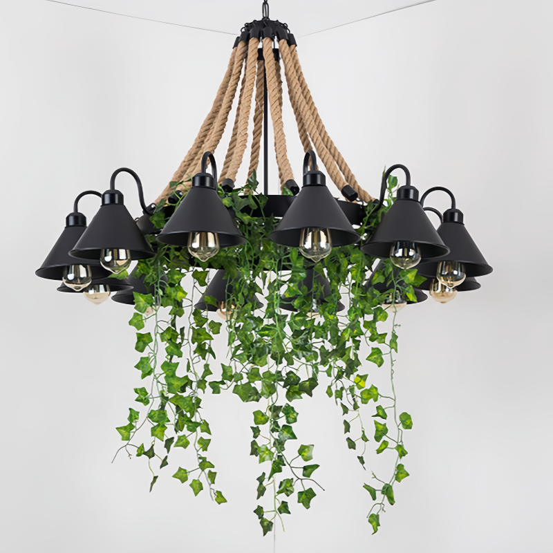 Retro LED Chandelier Black Metal – Restaurant, Living Room