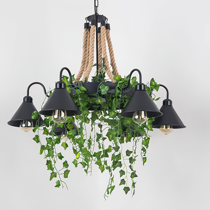 Retro LED Chandelier Black Metal – Restaurant, Living Room