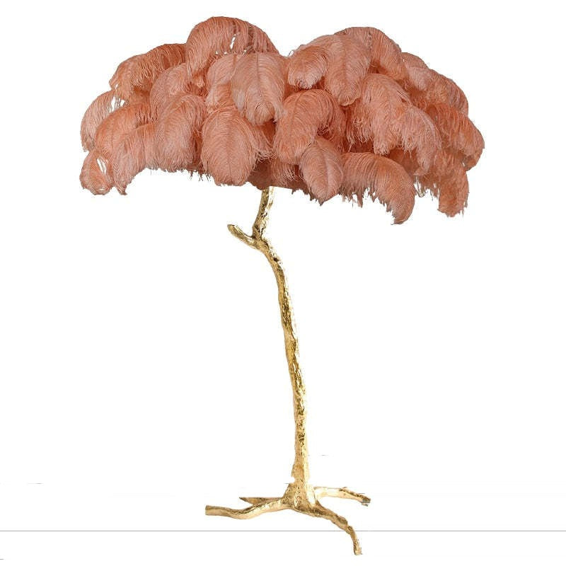 Nordic Luxury Ostrich Feather Floor/Table Lamp – Home Decor, Elegant Lighting