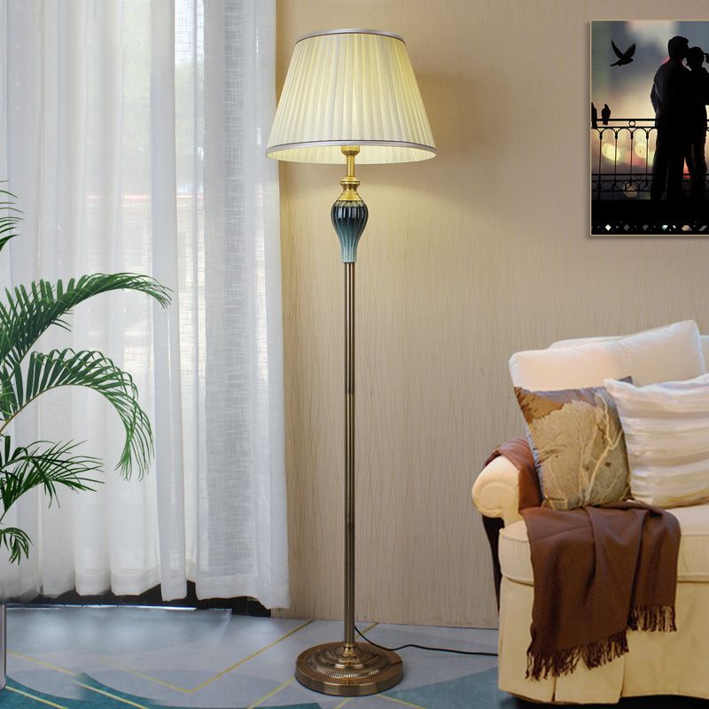 Antique Floor Lamp, Metal/Fabric, Multi Colors – Bedroom, Living Room