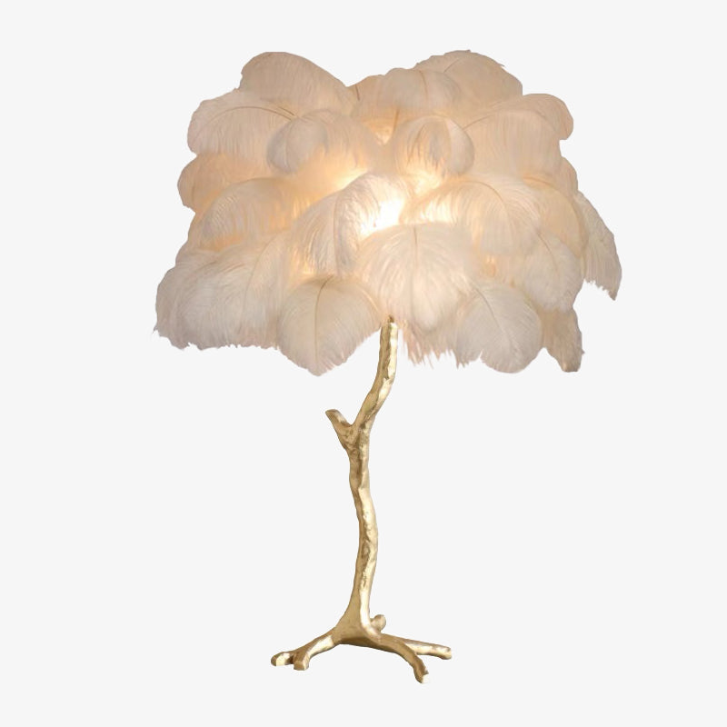 Nordic Luxury Ostrich Feather Floor/Table Lamp – Home Decor, Elegant Lighting
