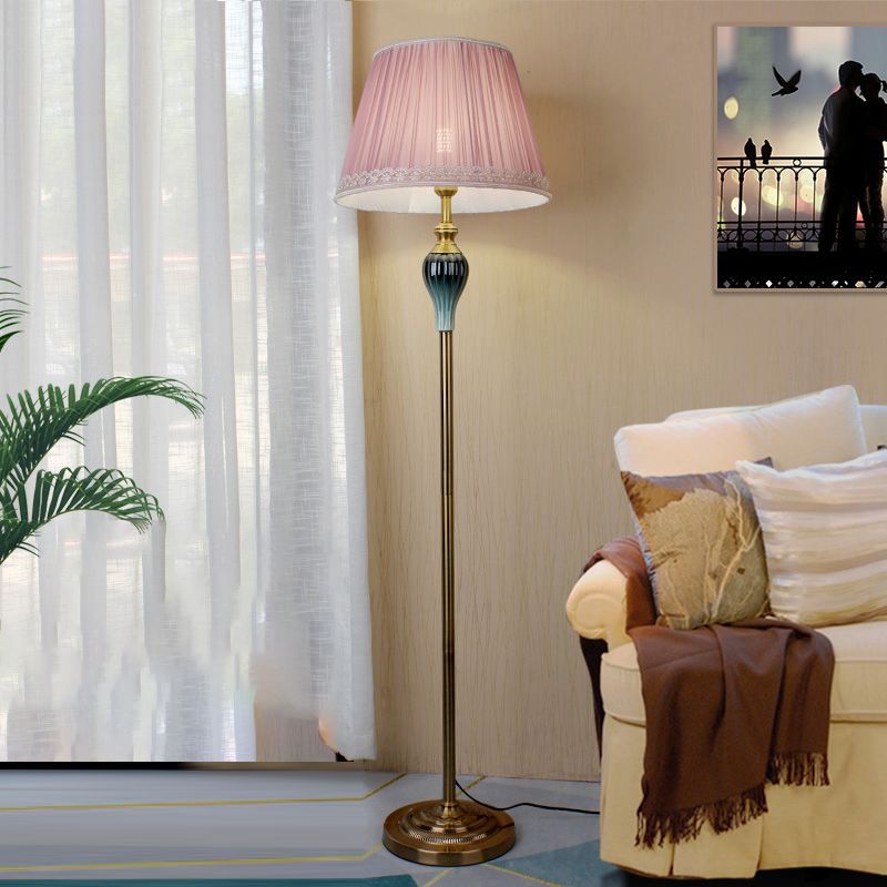 Antique Floor Lamp, Metal/Fabric, Multi Colors – Bedroom, Living Room