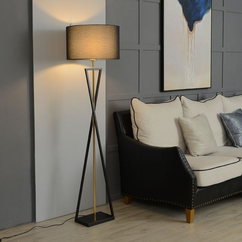 Tripod Floor Lamp Black & Flaxen 158CM – Living Room, Home Decor