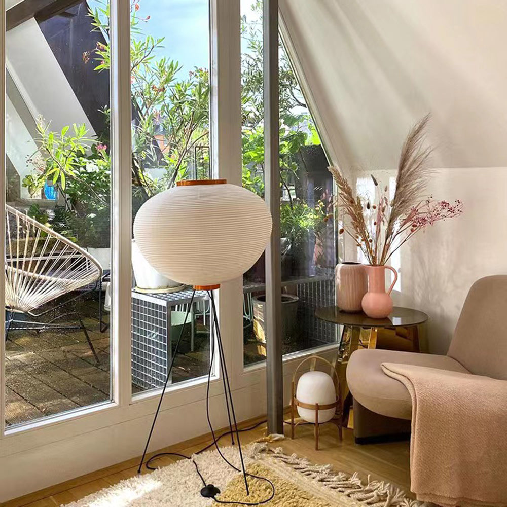 Minimalist Tripod Lantern Floor Lamp, White – Home Decor, Ambient Lighting