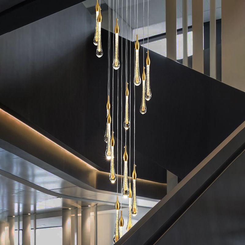 Teardrop Crystal Chandelier, Gold Finish – Home Decor, Elegant Lighting