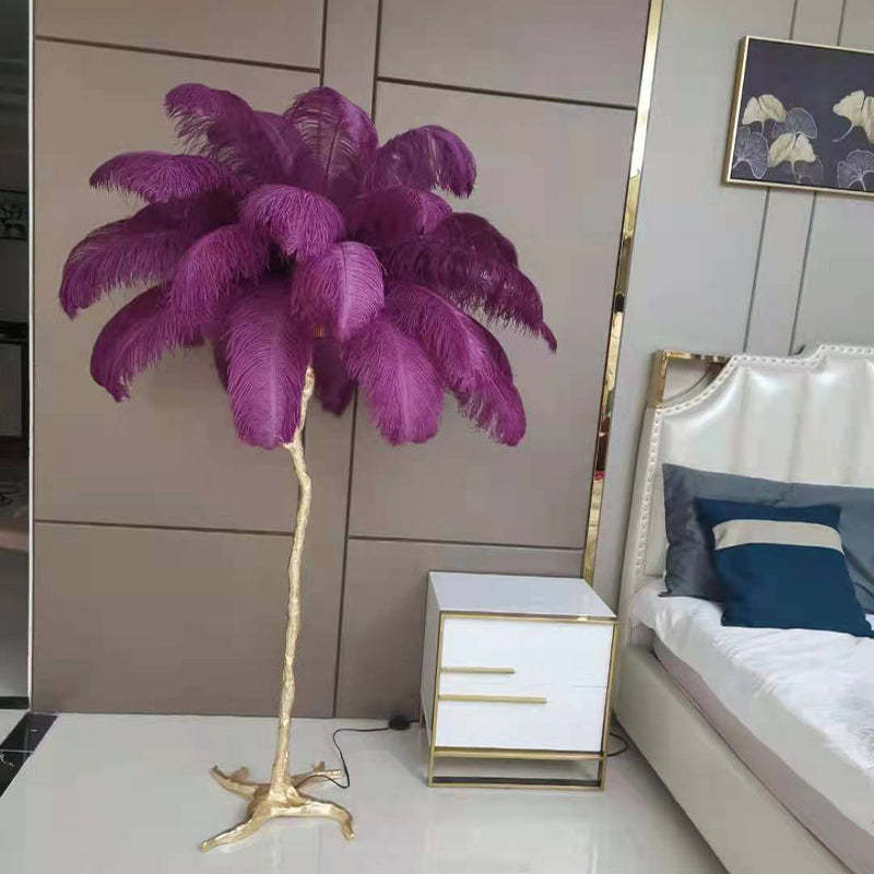 Nordic Luxury Ostrich Feather Floor/Table Lamp – Home Decor, Elegant Lighting