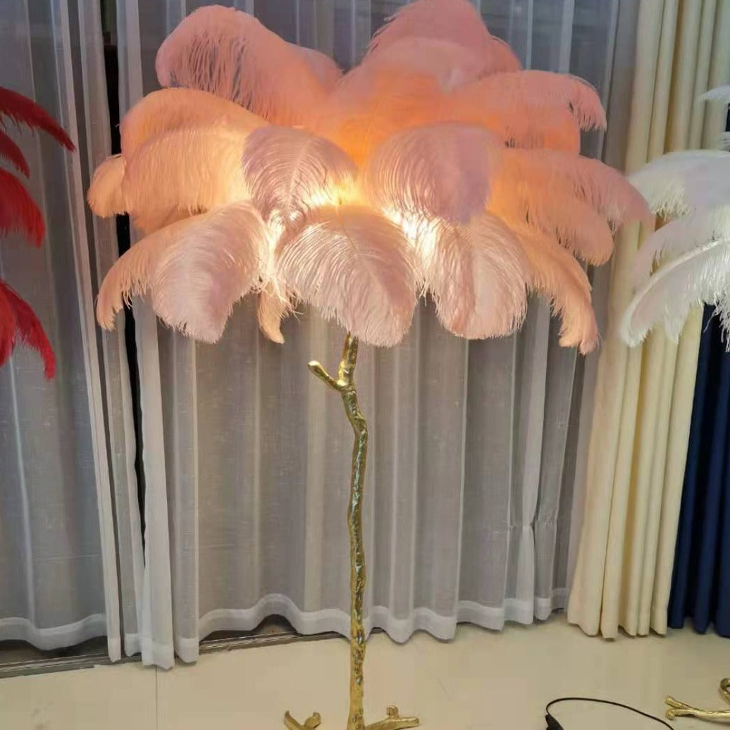 Nordic Luxury Ostrich Feather Floor/Table Lamp – Home Decor, Elegant Lighting