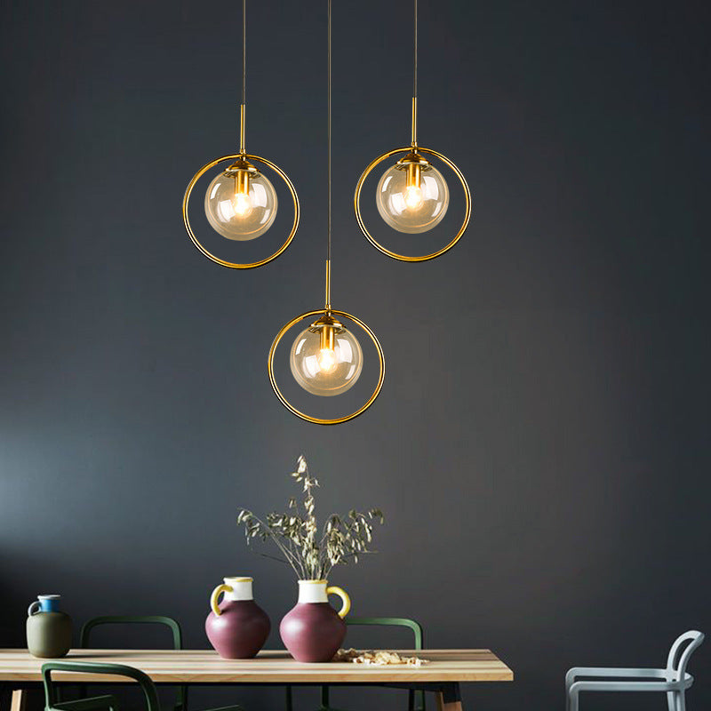 Zoey Glass Pendant Light with Metal Ring – Home Decor, Modern Lighting