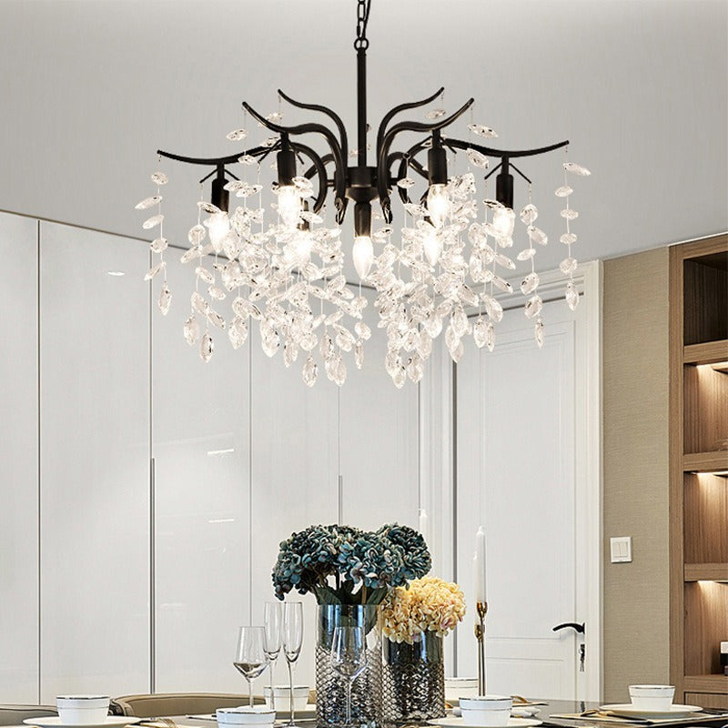 Kristy Crystal Chandelier with Wisteria Flowers – Home Decor, Elegant Lighting