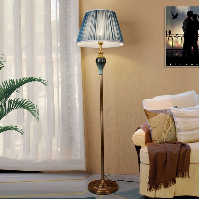 Antique Floor Lamp, Metal/Fabric, Multi Colors – Bedroom, Living Room