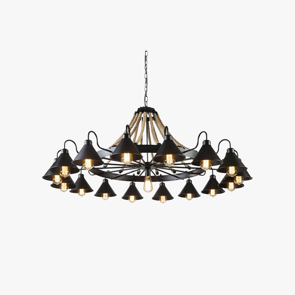 Vintage Industrial Rope Chandelier – Living Room, Home Decor