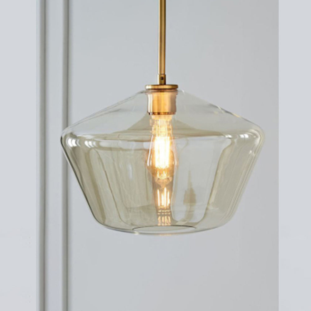 June Pendant Light Glass, Clear Amber Diamond Shape – Home Decor, Modern Lighting