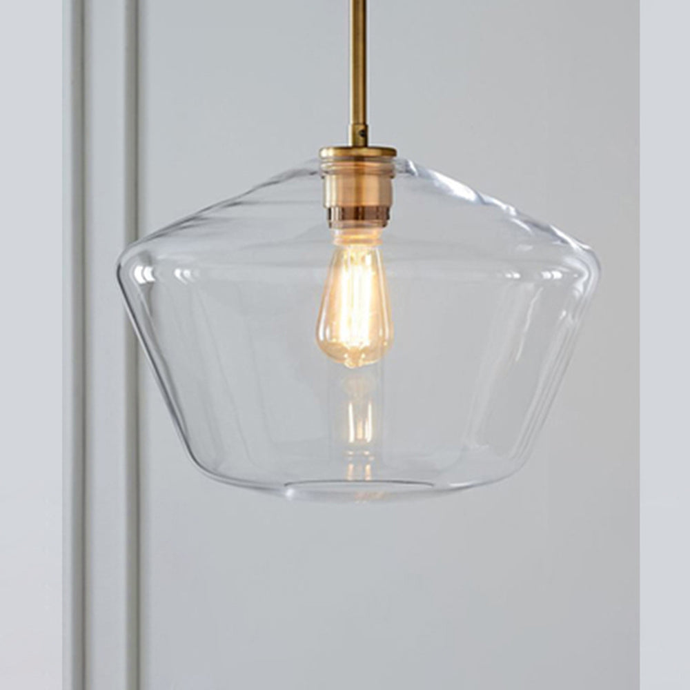 June Pendant Light Glass, Clear Amber Diamond Shape – Home Decor, Modern Lighting