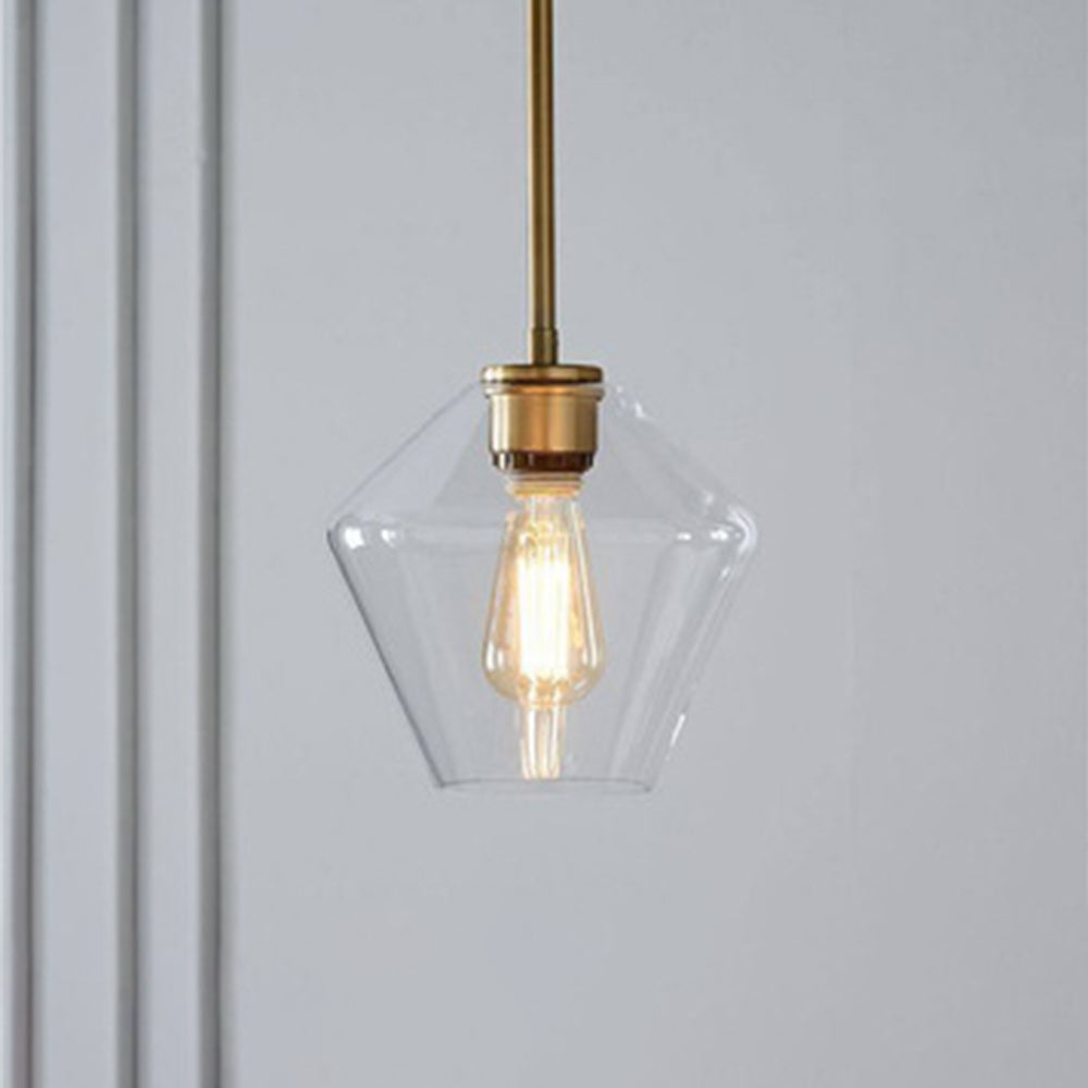 June Pendant Light Glass, Clear Amber Diamond Shape – Home Decor, Modern Lighting