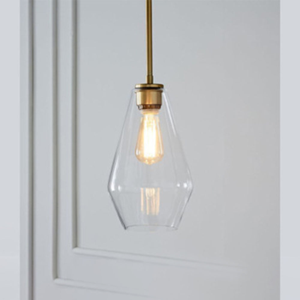 June Pendant Light Glass, Clear Amber Diamond Shape – Home Decor, Modern Lighting