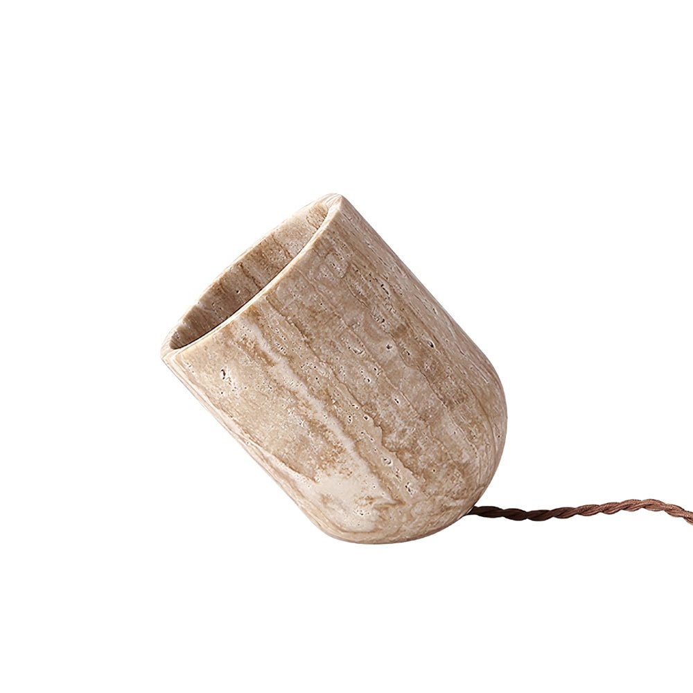Tapered Block Travertine Table Lamp – Home Decor, Ambient Lighting