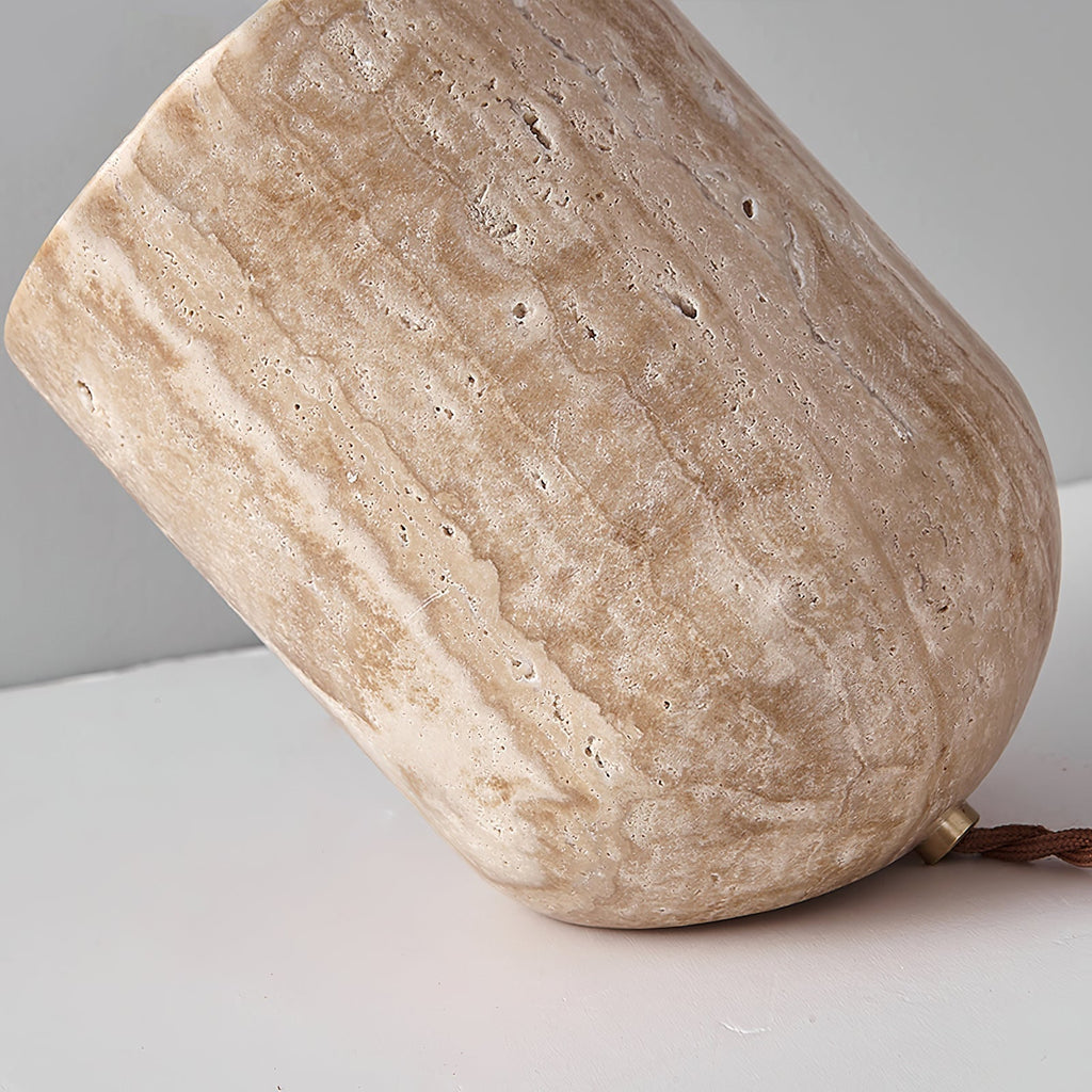 Tapered Block Travertine Table Lamp – Home Decor, Ambient Lighting