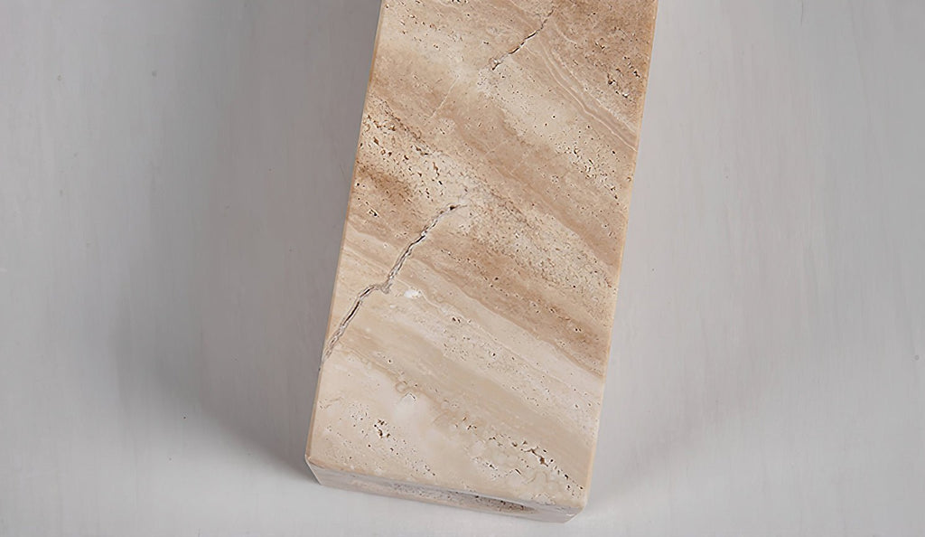 Tapered Block Travertine Table Lamp – Home Decor, Ambient Lighting