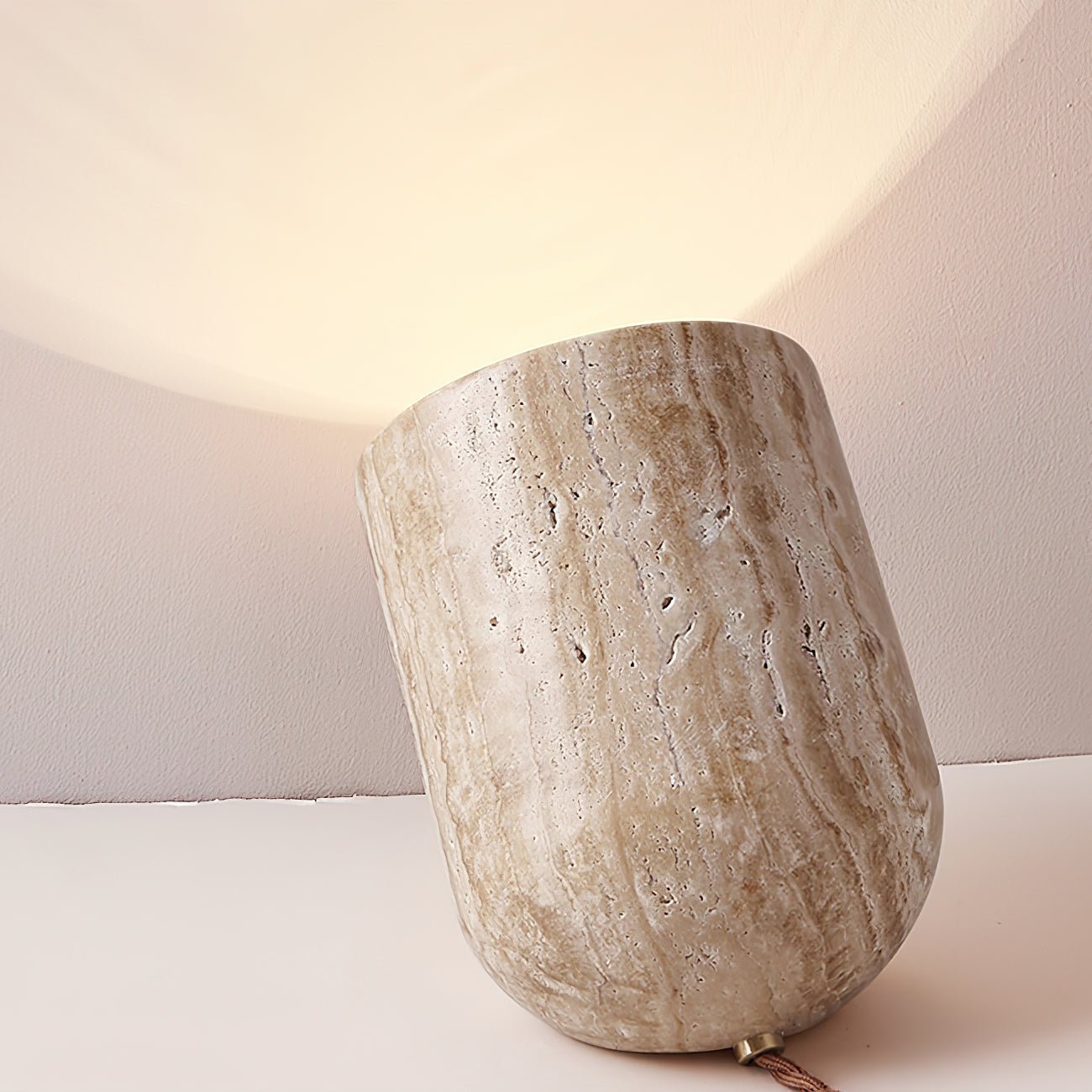 Tapered Block Travertine Table Lamp – Home Decor, Ambient Lighting