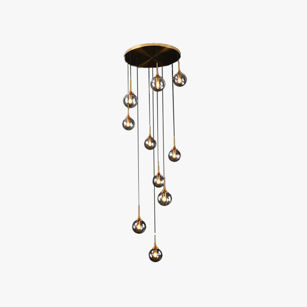Moderne Spiral-Ball-Glas Treppen-Chandelier – Wohnraum, Beleuchtung