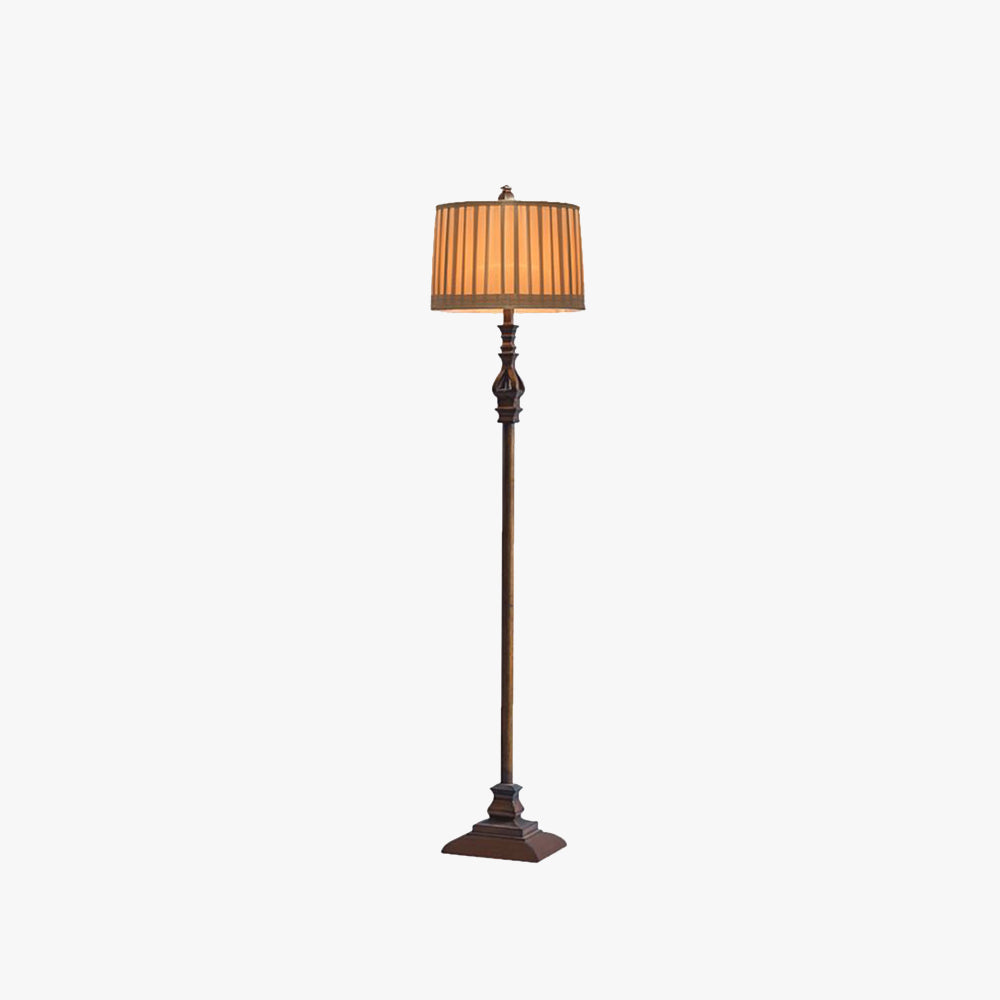 Vintage Standing Floor Lamp, Resin/Fabric, Brown – Living Room, Home Decor