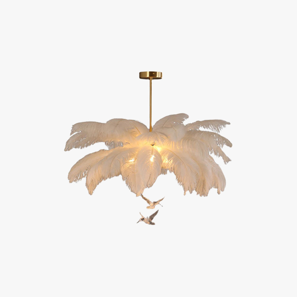 Feather Chandelier, Contemporary Elegant Design, White – Home Decor, Lighting