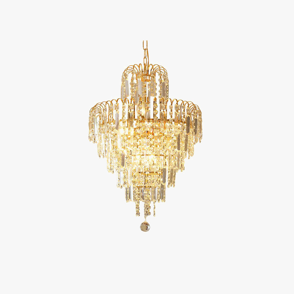 Kristy Chandelier 5 Layers Crystal Gold Tassel – Home Decor, Elegant Lighting