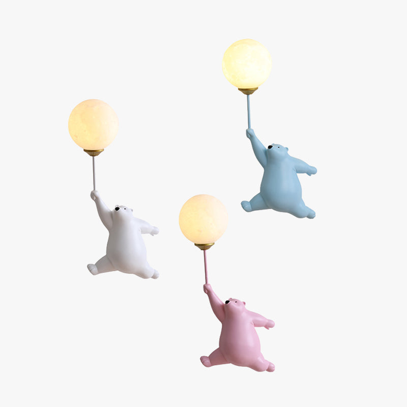 Bear Balloon Wall Reading Lamp – Kids Room, Night Light