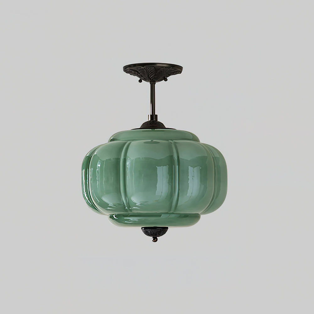 Eldio Green Glass Semi Flush Mount Light – Home Lighting, Modern Decor