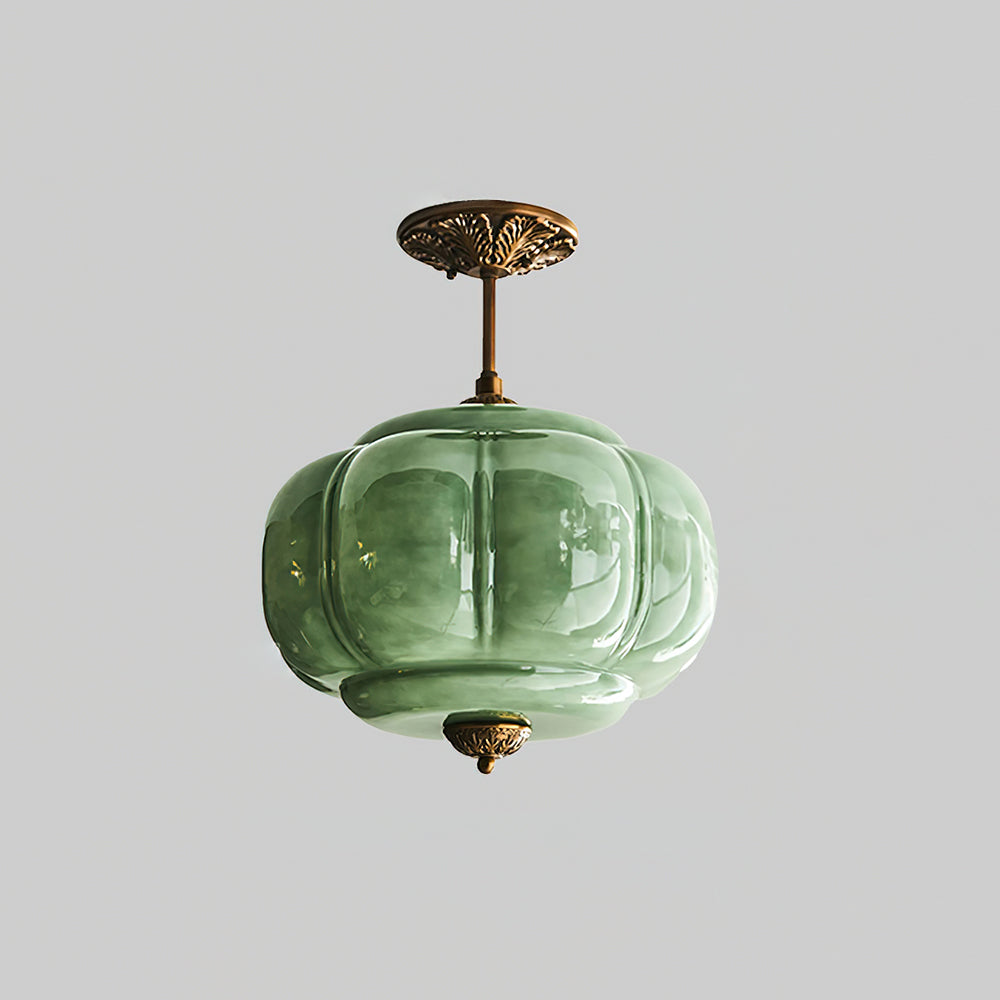 Eldio Green Glass Semi Flush Mount Light – Home Lighting, Modern Decor