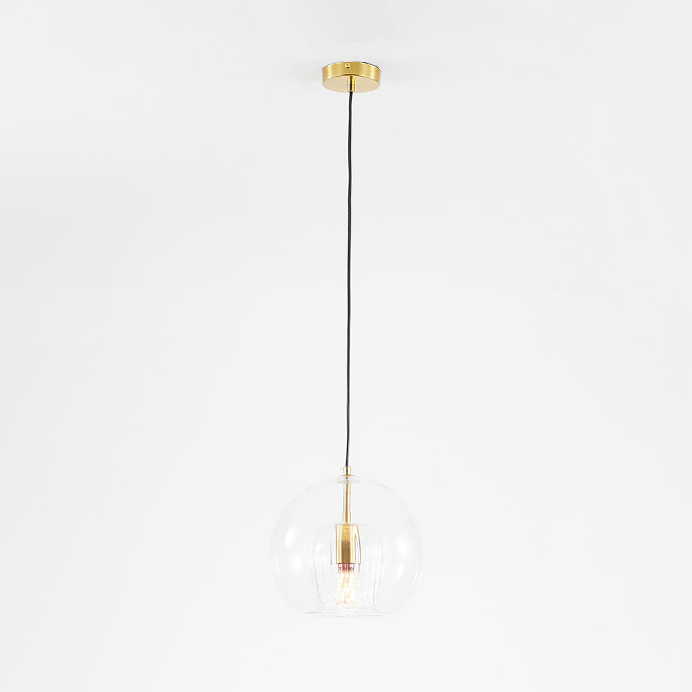 Globe Pendant Light Clear & Amber Glass – Home Decor, Modern Lighting