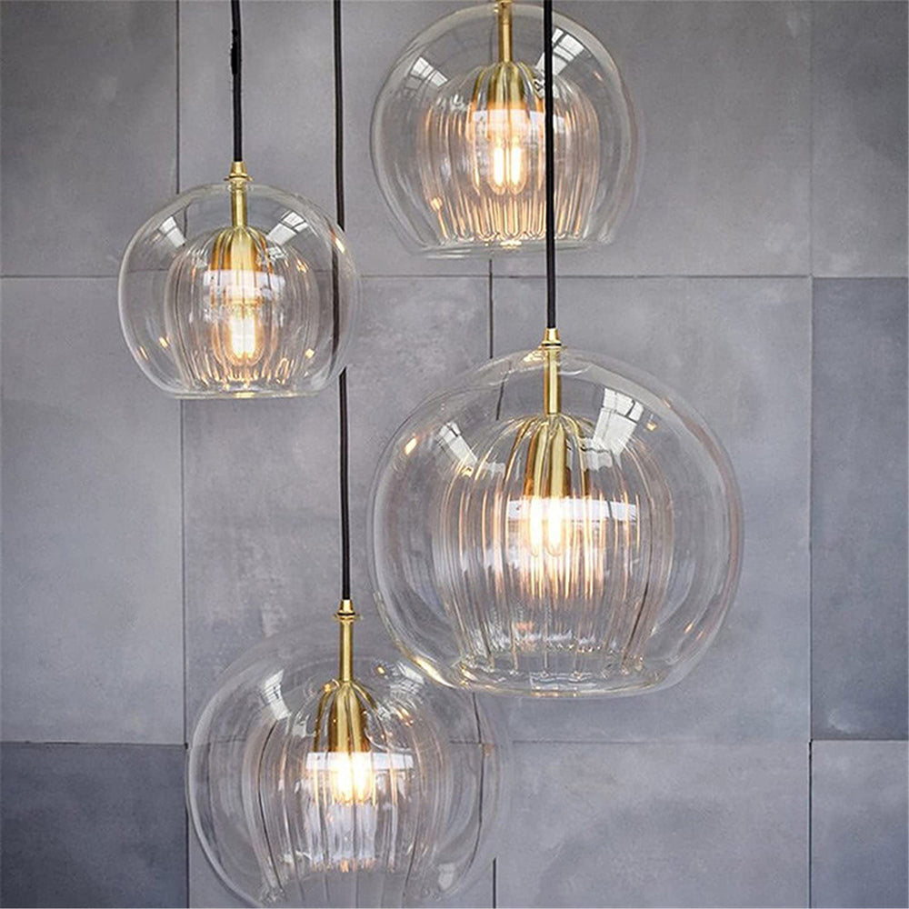 Globe Pendant Light Clear & Amber Glass – Home Decor, Modern Lighting