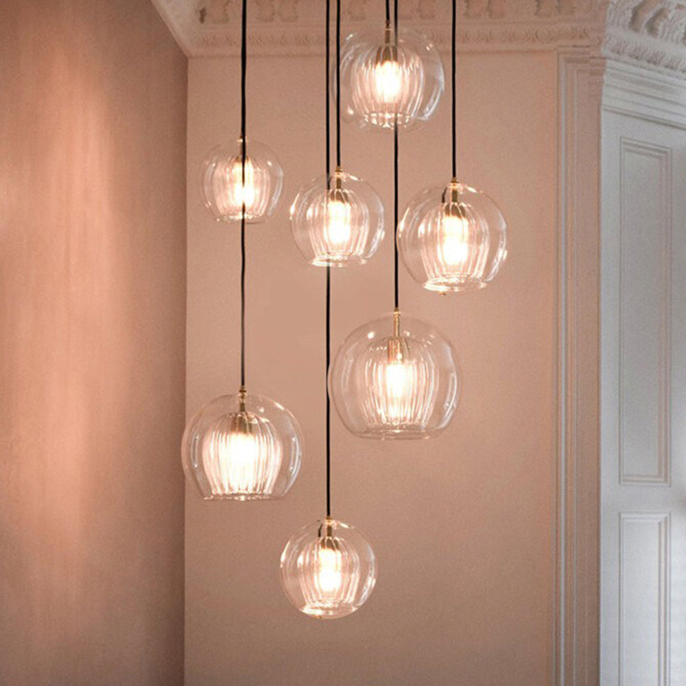 Globe Pendant Light Clear & Amber Glass – Home Decor, Modern Lighting