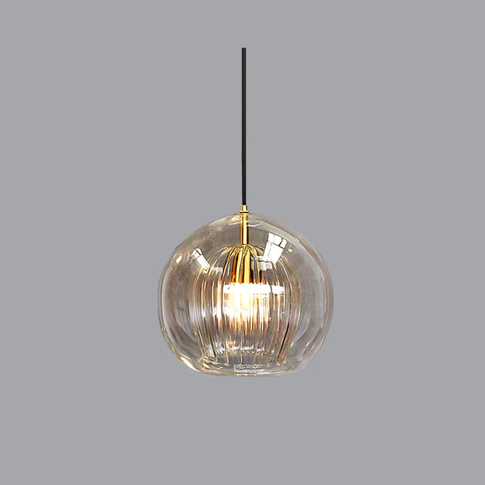 Globe Pendant Light Clear & Amber Glass – Home Decor, Modern Lighting