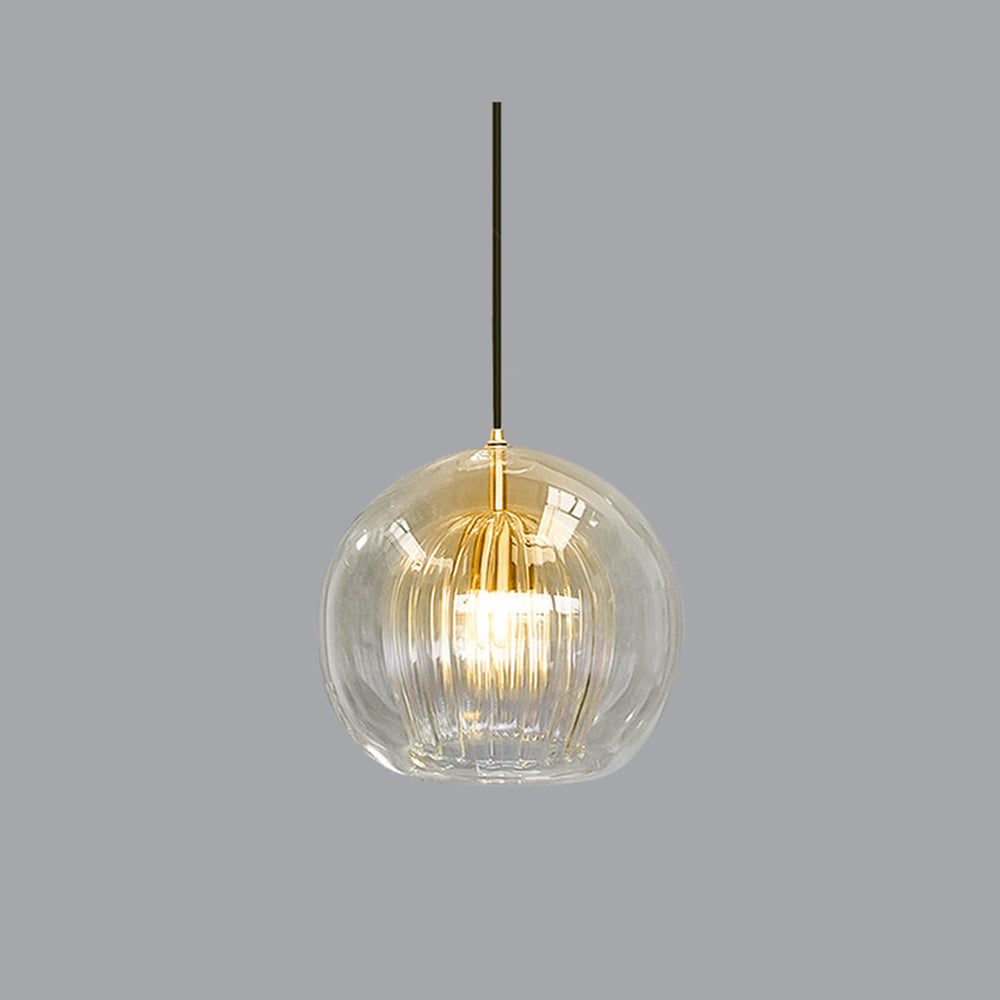Globe Pendant Light Clear & Amber Glass – Home Decor, Modern Lighting