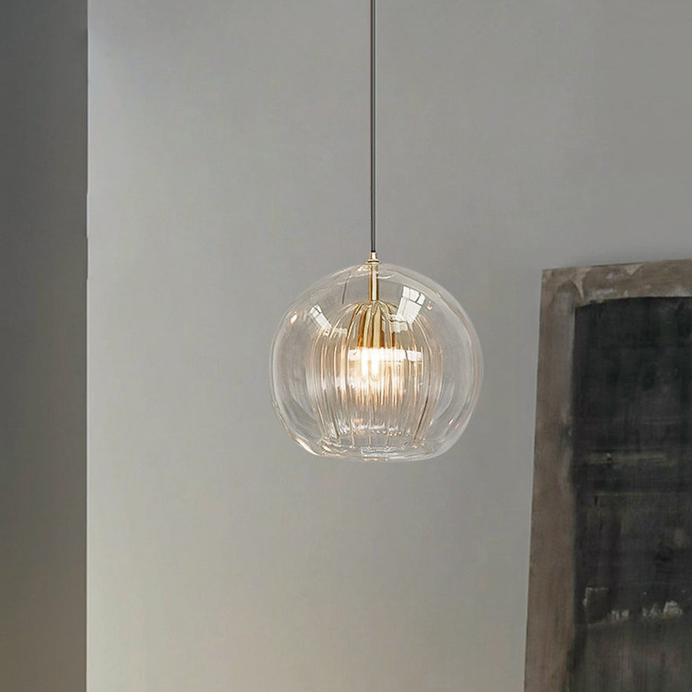 Globe Pendant Light Clear & Amber Glass – Home Decor, Modern Lighting
