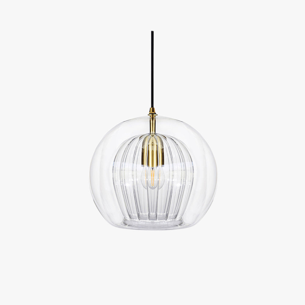 Globe Pendant Light Clear & Amber Glass – Home Decor, Modern Lighting