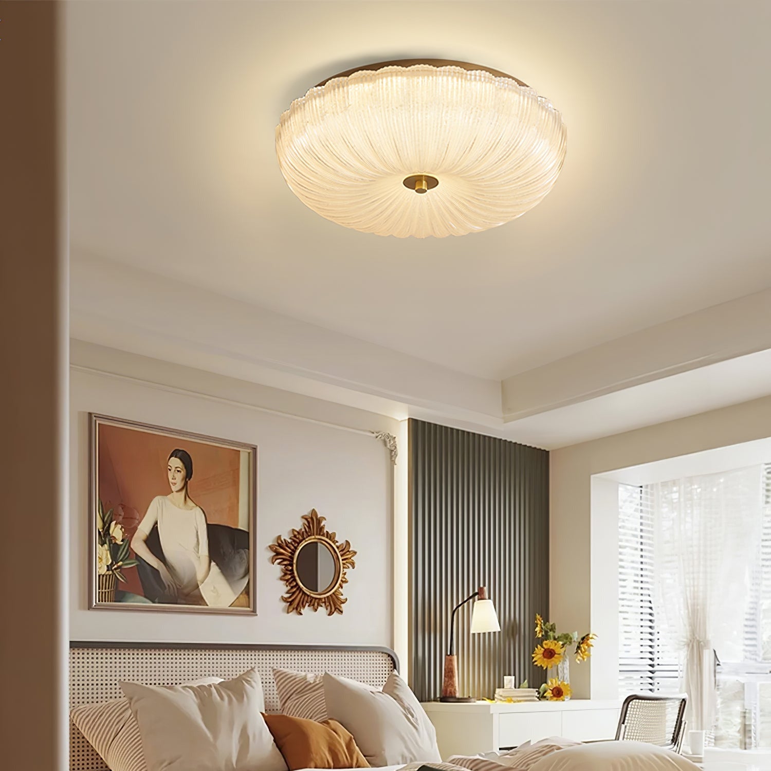 Halo Ceiling Light Ripple Glass – Modern Home Decor, Ambient Lighting